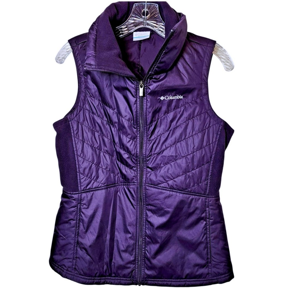 Columbia Purple Quilted Softshell Vest Women's‎ Small Zip Front Warm Lightweight